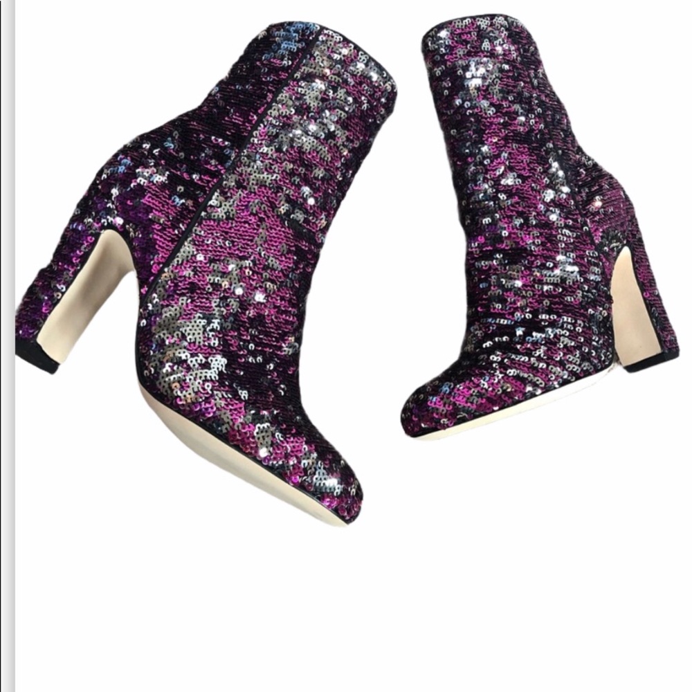 Paris Texas Pink and Black Sequin Ankle Boots